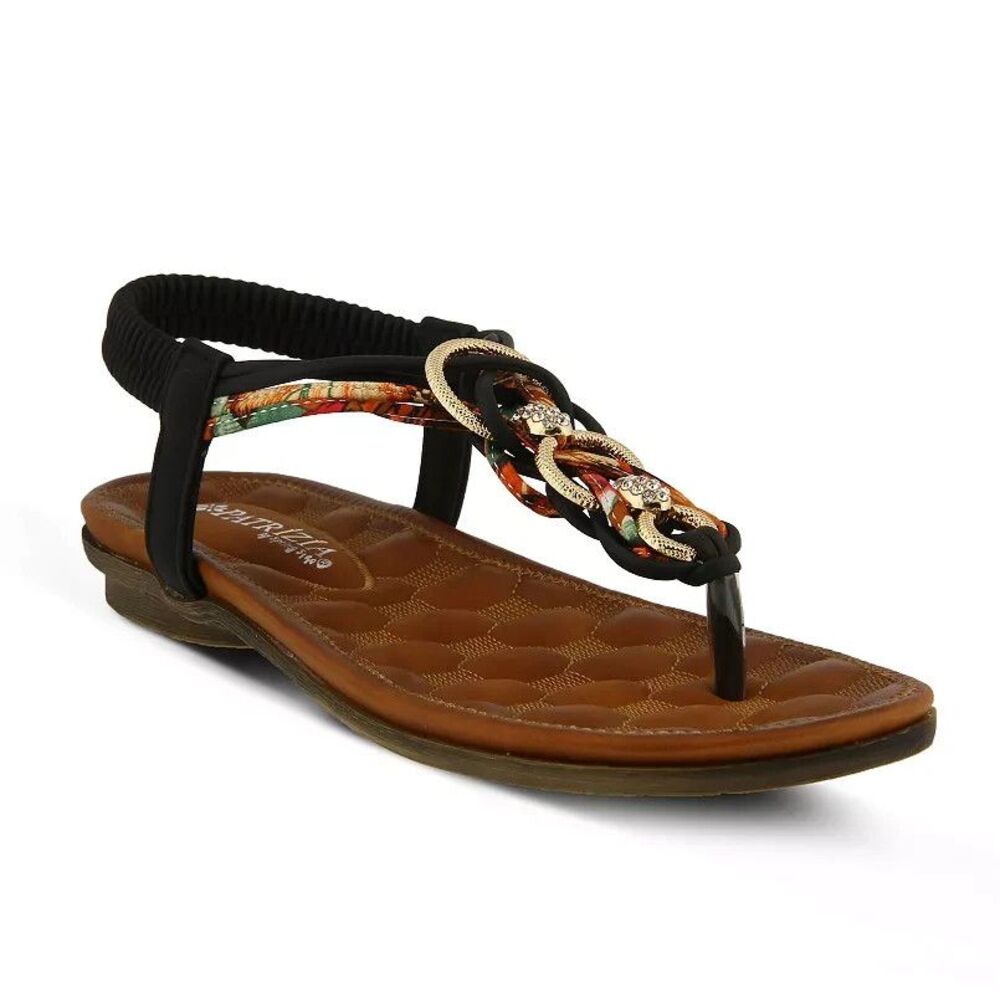 Patrizia by Spring Step Gadelina Women's T-Strap Sandals Black Multi Size 39